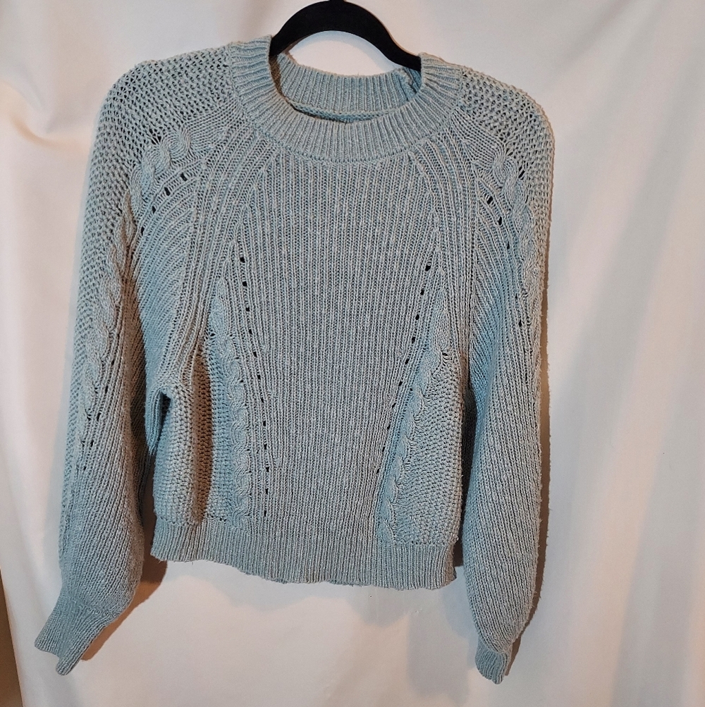 American Eagle Outfitters Light Sage Chunky Cozy Crew Neck Sweater